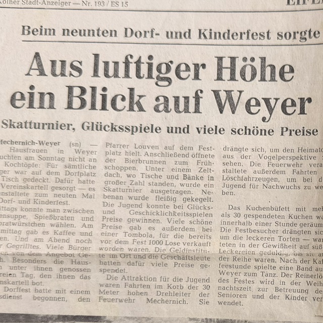 Aus luftiger Höhe ein Blick auf Weyer