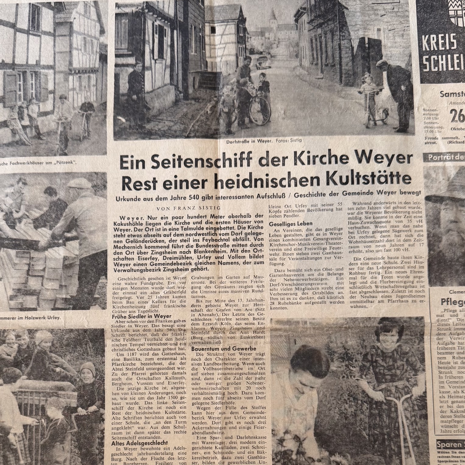 Seitenschiff der Kirche Weyer Rest einer heidnischen Kultstätte